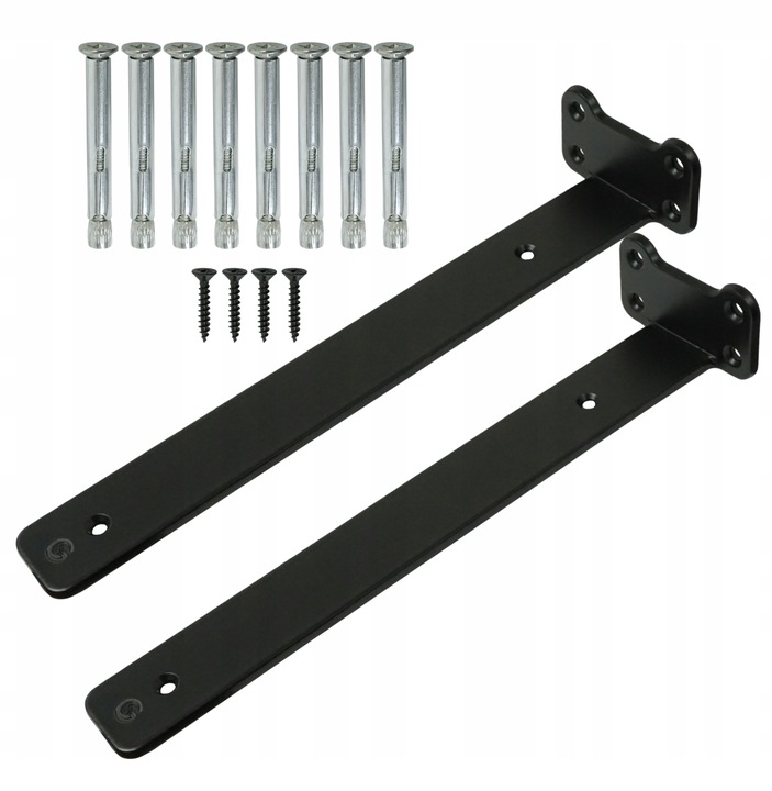 Wspornik typ T 305 mm, uchwyt półki drewnianej, podpórka, loft, czarny