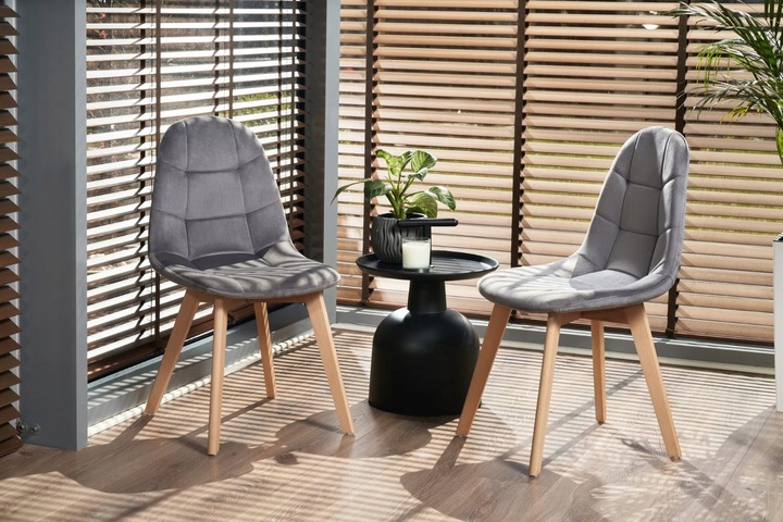 KRZESŁO skandynawskie TAPICEROWANE pikowane do salonu COLIN szare