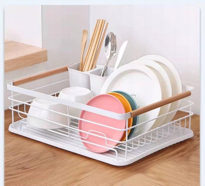 SUSZARKA DO NACZYŃ BIAŁA STOJĄCA OCIEKACZ DUŻA 32 cm x 42,5 cm x 15,5 cm