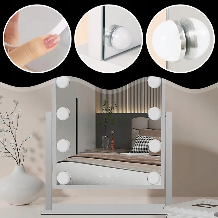 LUSTERKO KOSMETYCZNE HOLLYWOOD STOJĄCE LUSTRO DO MAKIJAŻU LED 12