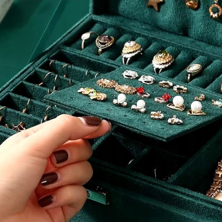 SZKATUŁKA NA BIŻUTERIĘ KUFEREK PUDEŁKO ORGANIZER ELEGANCKI POJEMNY BOX F6