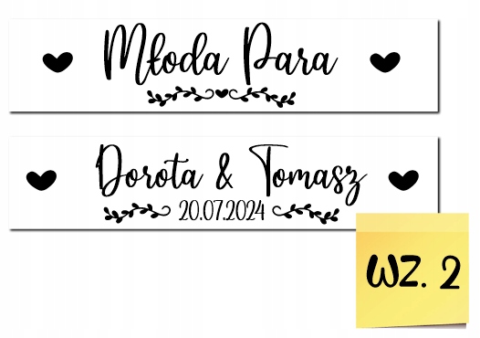 Ślubne TABLICE tablica ślubna na ślub na samochód 2 szt. NIEPRZEMAKALNE