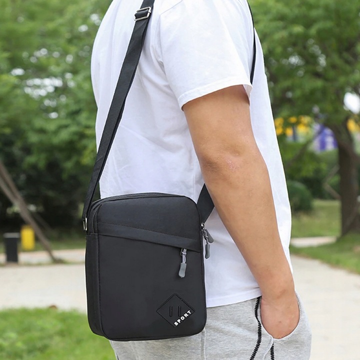 Torba Męska Saszetka Czarna Na Ramię na telefon dokumenty