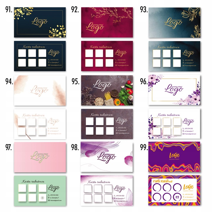 KREATOR Karty rabatowe karty stałego klienta120szt