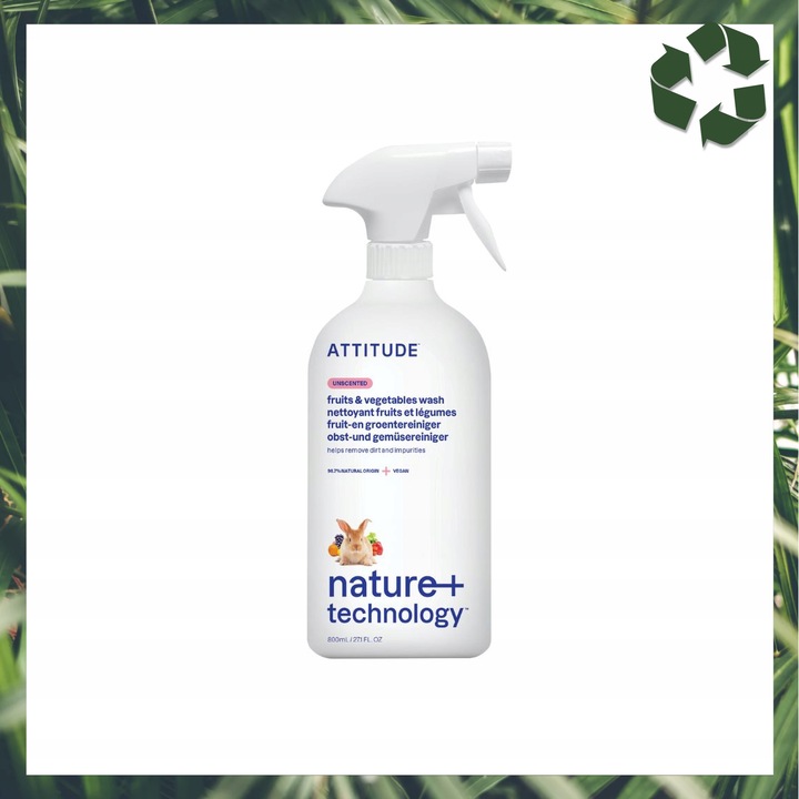 Płyn do Mycia Owoców i Warzyw 800 ml Naturalny Attitude Bezzapachowy Eko