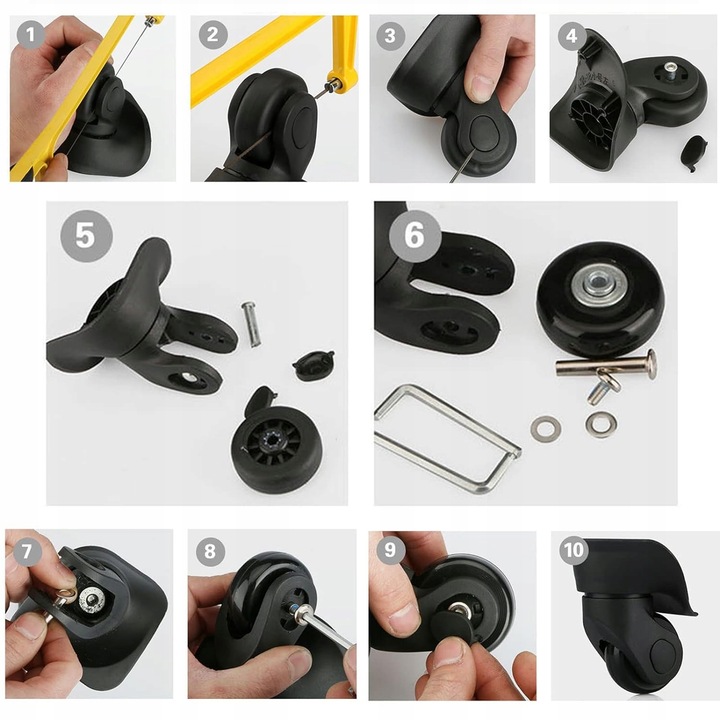 KÓŁKO DO WALIZKI CZĘŚCI BAGAŻ WALIZEK TORBY 4 SZT serwis naprawa w 5 min