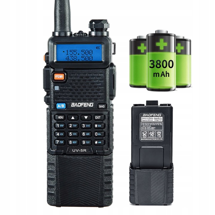 Baofeng UV-5R 8W 3800mAh KRÓTKOFALÓWKA RADIOTELEFON WALKIE TALKIE SKANER