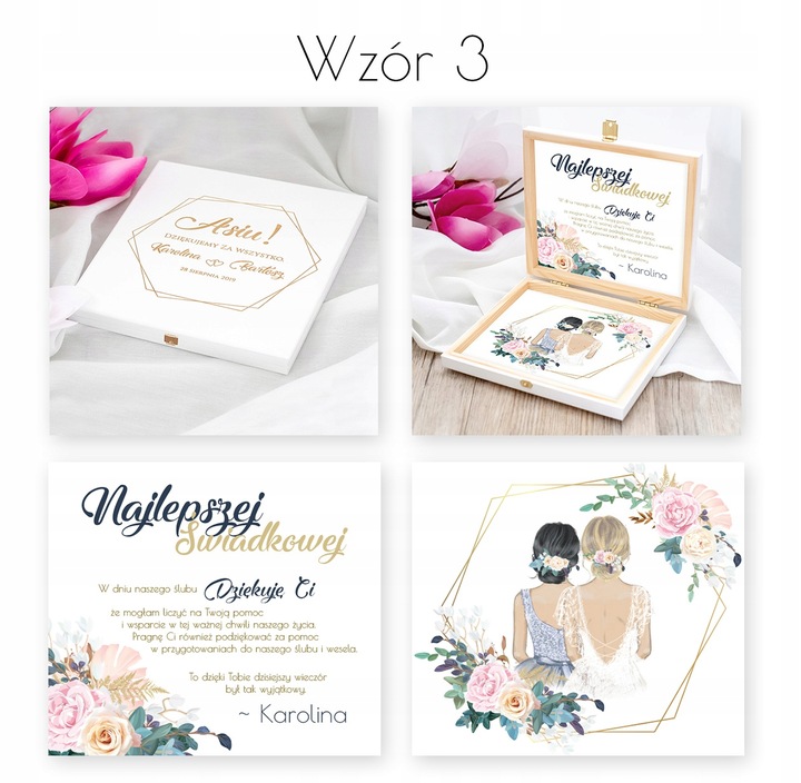 PODZIĘKOWANIA DLA ŚWIADKÓW W PUDEŁKU GRAWEROWANY PREZENT DLA ŚWIADKOWEJ