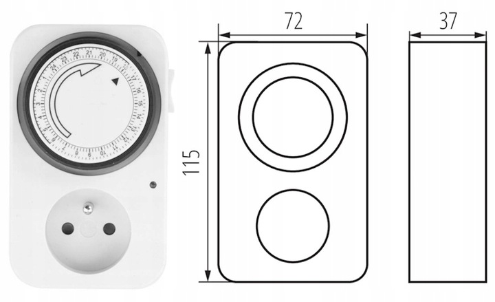 PROGRAMATOR CZASOWY WYŁĄCZNIK MECHANICZNY DOBOWY GNIAZDKO TIMER 24H 3500W