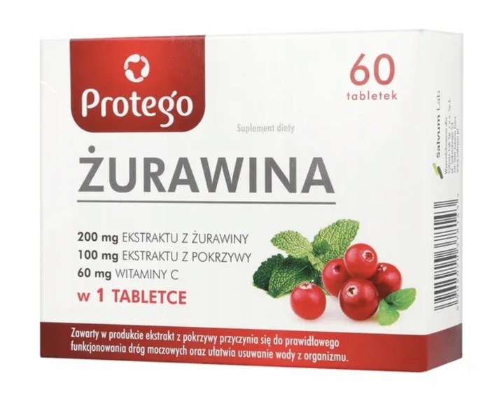 Protego Żurawina 60 tabletek Wspieranie Układu Moczowego Drogi Moczowe