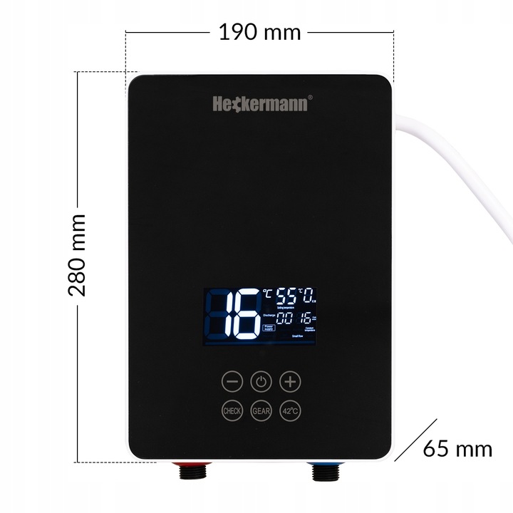 PODGRZEWACZ WODY PRZEPŁYWOWY CZARNY ELEKTRYCZNY 6000W + AKCESORIA SŁUCHAWKA