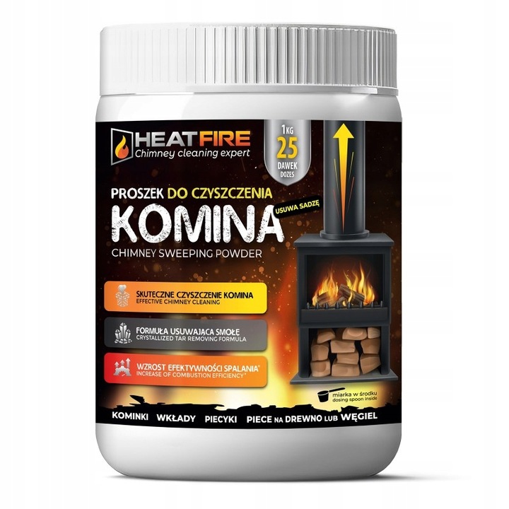 PROSZEK do CZYSZCZENIA KOMINA PIECA HEATFIRE PROSZEK do KOMINKA USUWA SADZĘ