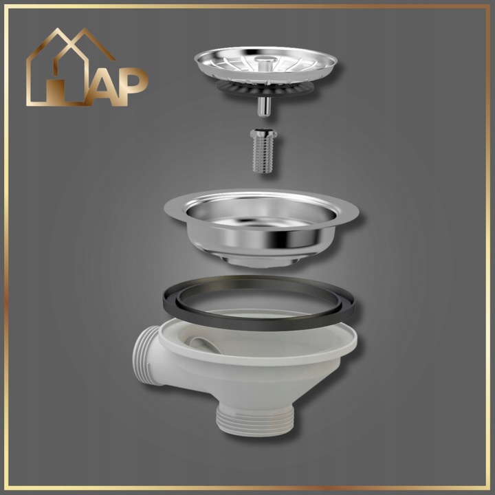 SYFON PRZYŚCIENNY do Zlewu Odpływ CHROM Jednokomorowy z Przelewem