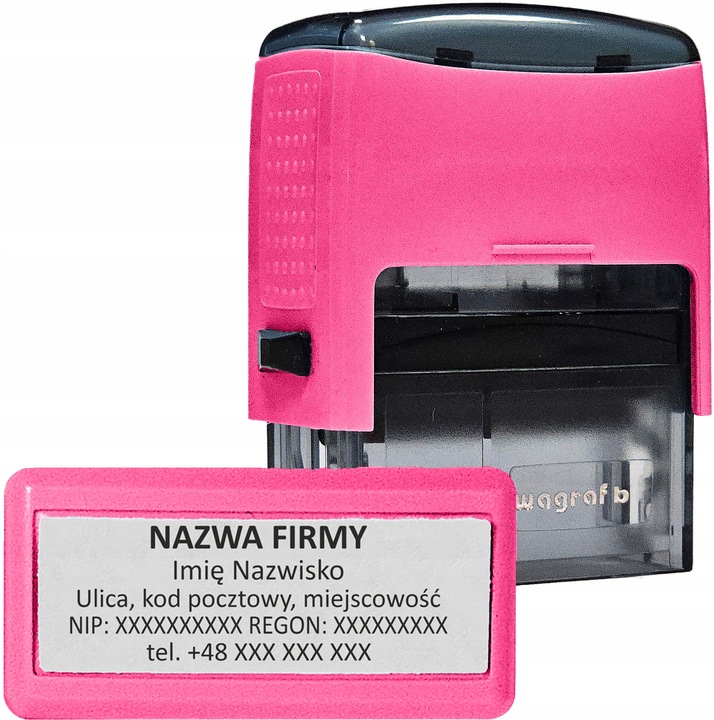 WAGRAF B3 - Pieczątka do 6 wersów - FIRMOWA - 12 kolorów obudowy do wyboru
