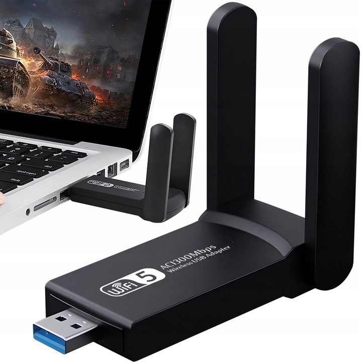 KARTA SIECIOWA WIFI WI-FI ADAPTER USB 3.0 1300Mbps 5GHz 2 TRYBY AP