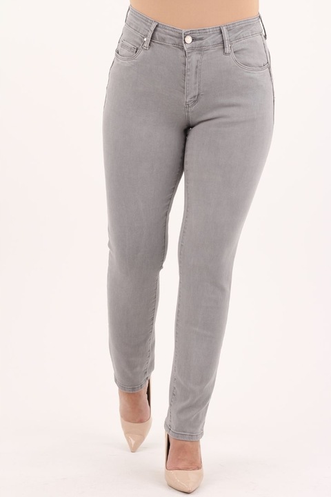 SPODNIE JEANSOWE BAWEŁNIANE DAMSKIE WYSOKI STAN PUSH UP DUŻE ROZMIARY