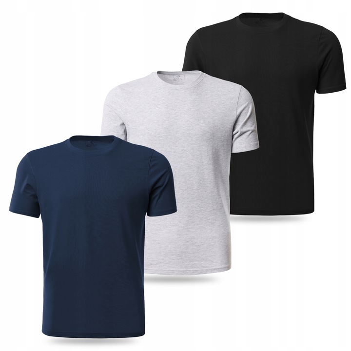 T-SHIRT MĘSKI KLASYCZNY Zestaw Gładka Koszulka Krótki Rękaw 3-PAK MORAJ XL