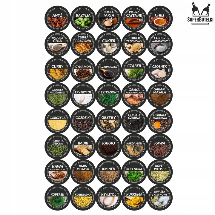 18x POJEMNIKI NA PRZYPRAWY STOJAK PRZYPRAWNIK NAKLEJKI NA PRZYPRAWY +GRATIS