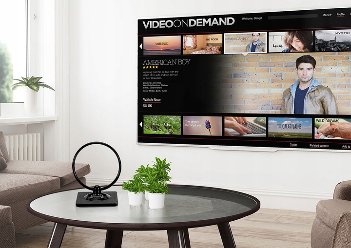 ANTENA POKOJOWA DVB-T2 AKTYWNA DO TV NAZIEMNEJ WZMACNIACZ 4K LTE MUX8 VAYOX