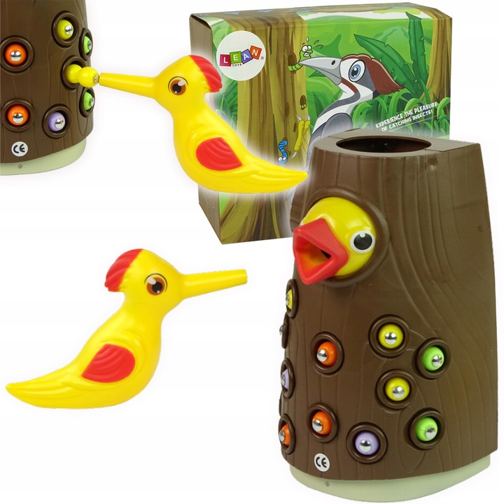 Gra Zręcznościowa Magnetyczna Złap Robaczka Nakarm Ptaszka Dzięcioł