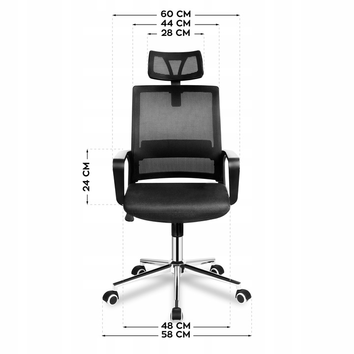 Fotel biurowy ergonomiczny MARK ADLER czarny obrotowy regulowany do