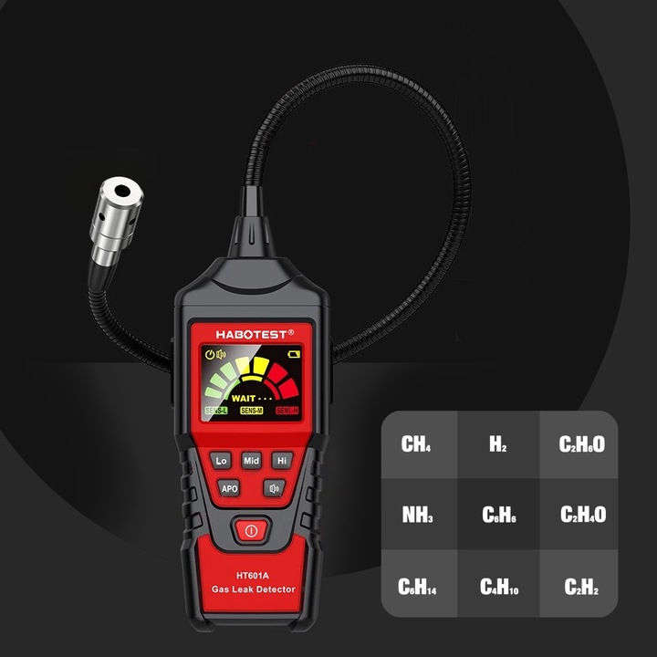 DETEKTOR WYCIEKU GAZÓW EKRAN LCD ALARM PROPAN BUTAN GAZ ZIEMNY I INNE PALNE