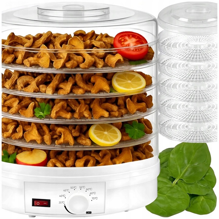 SUSZARKA SPOŻYWCZA DO GRZYBÓW OWOCÓW WARZYW REGULACJA 5 POZIOMÓW 500W