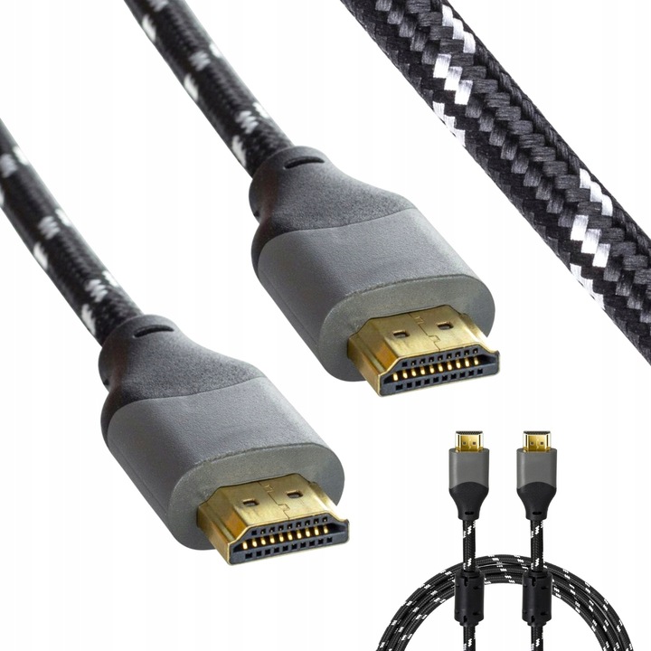 KABEL HDMI - HDMI MOCNY GRUBY PRZEWÓD 2.0 HIGH SPEED 4K UHD 3D 48 BIT TV 3M