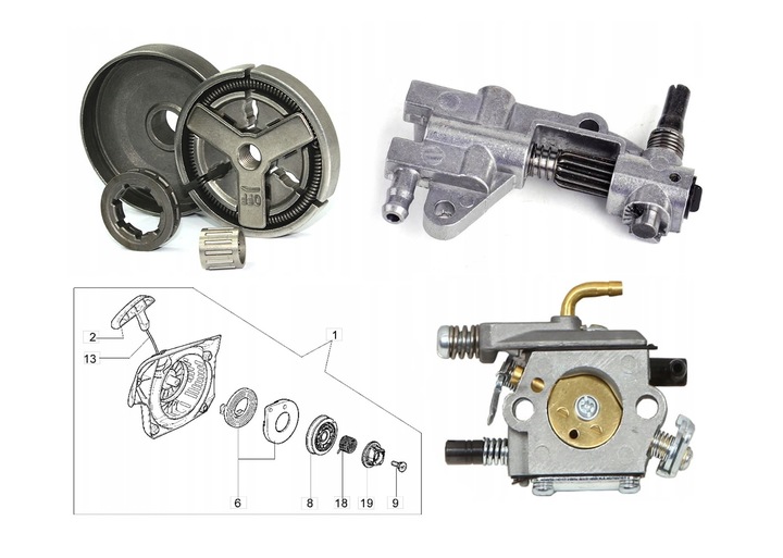 PIŁA SPALINOWA PILARKA ŁAŃCUCHOWA DO DREWNA 2X ŁAŃCUCH 2X PROWADNICA 2xOLEJ