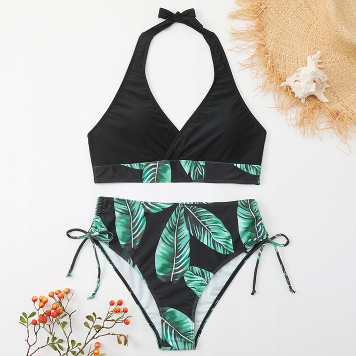 STRÓJ KĄPIELOWY DWUCZĘŚCIOWY KOSTIUM WYSOKI STAN SEXY BIKINI PUSH UP BOHO M