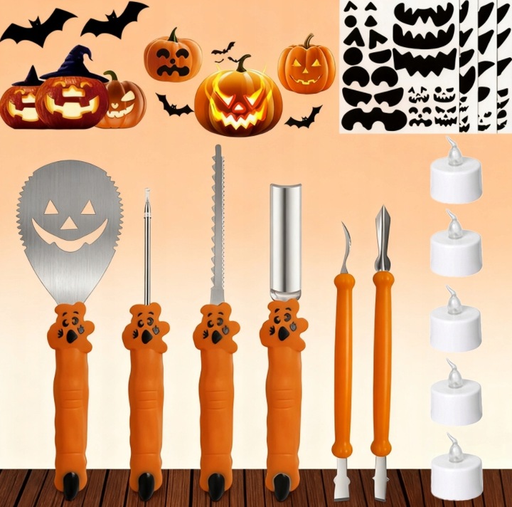 OSTRY ZESTAW DO RZEŹBIENIA DYNI HALLOWEEN