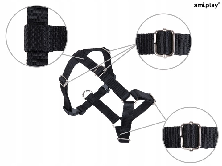 amiplay Szelki regulowane Guard Samba XL Czarne