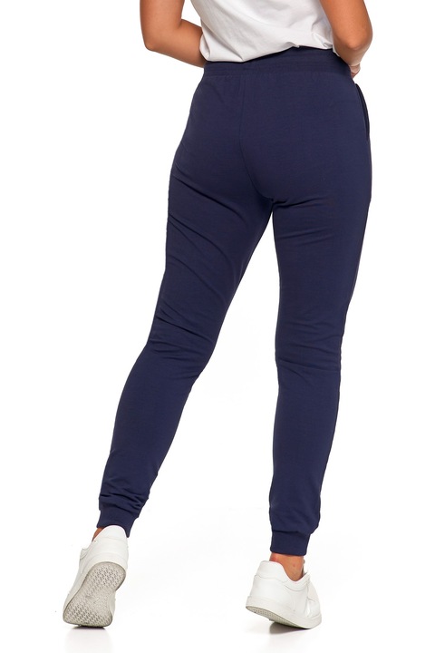 SPODNIE DRESOWE DAMSKIE BAWEŁNIANE JOGGERY BEZ WZORU MORAJ GRANATOWE S