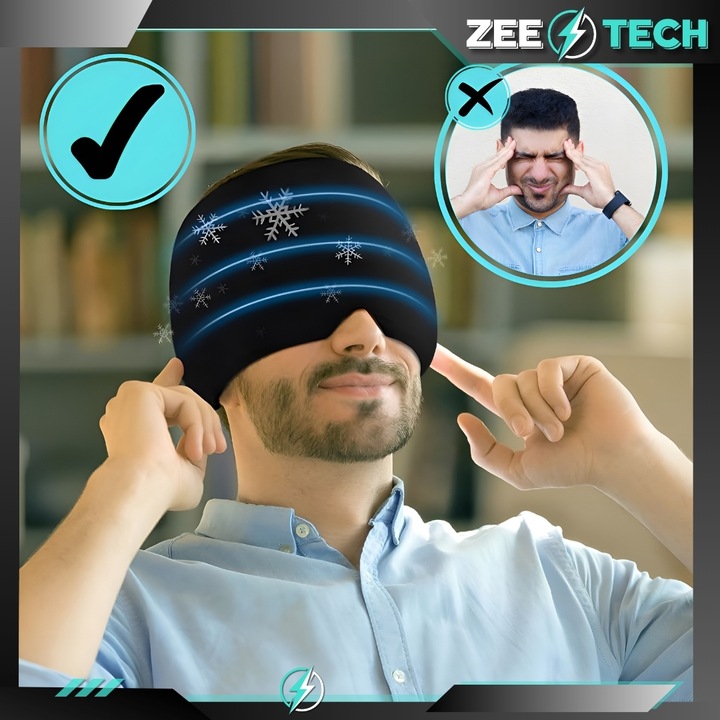 CZAPKA ŁAGODZĄCA NA BÓL GŁOWY MIGRENĘ MASKA CHŁODZĄCA KOMPRES ŻELOWY OKŁAD