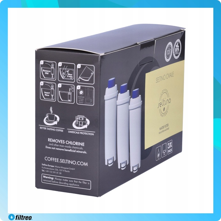 3x Filtry do ekspresu Delonghi Seltino Ovale wkłady wydajne Seltino