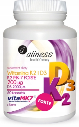 Aliness Witamina K2 MK-7 200µg Natto D3 KOŚCI 60k