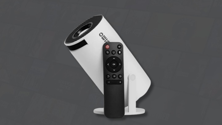 Projektor LED OWLOO biały Android 12 Przenośny Obrotowy 4K Smart TV Głośnik