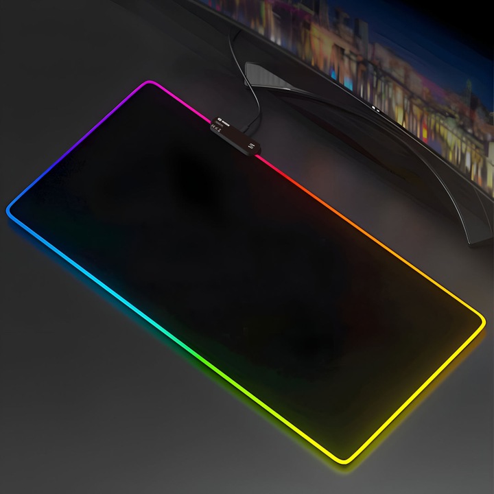MOZOS DUŻA PODŚWIETLANA PODKŁADKA 80X30CM DLA GRACZY GAMINGOWA LED RGB