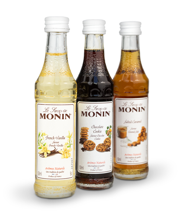 syrop do kawy MONIN | zestaw 3 x 50 ml: wanilia, czekolada, słony karmel