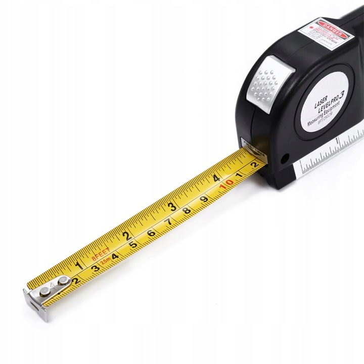 POZIOMICA LASEROWA Z MIARKĄ MIARĄ 250CM LASER KRZYŻOWY 3 LIBELKI