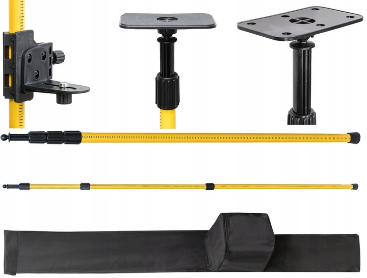 TYCZKA TELESKOPOWA STATYW 2,85m DO LASERA + ADAPTER DO SKOSÓW