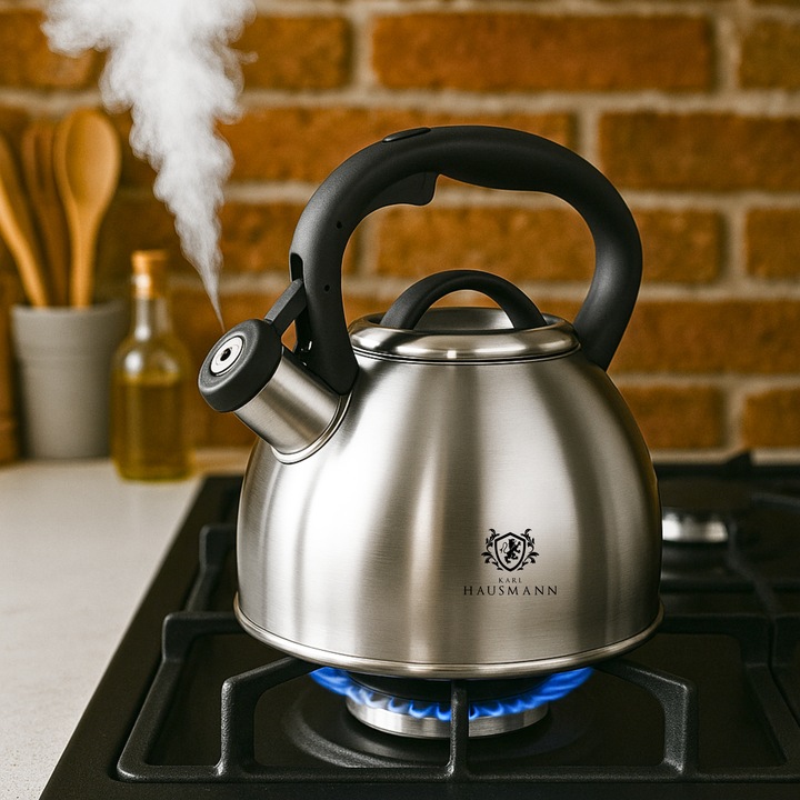 CZAJNIK na GAZ CZAJNIK z GWIZDKIEM POKRYWĄ 3L STAL INDUKCJA SREBRNY