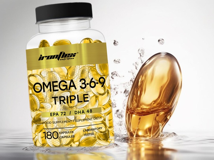 IRONFLEX OMEGA 3-6-9 TRIPLE 180 kaps KWASY TŁUSZCZOWE OLEJ RYBI + LNIANY