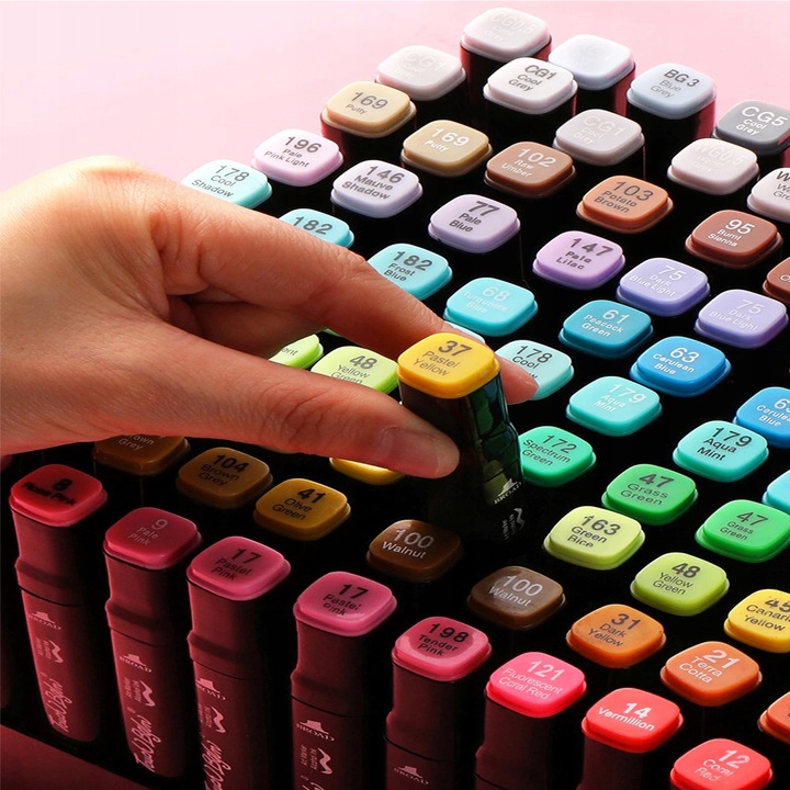 Markery Alkoholowe Dwustronne Zestaw 80szt + Torba