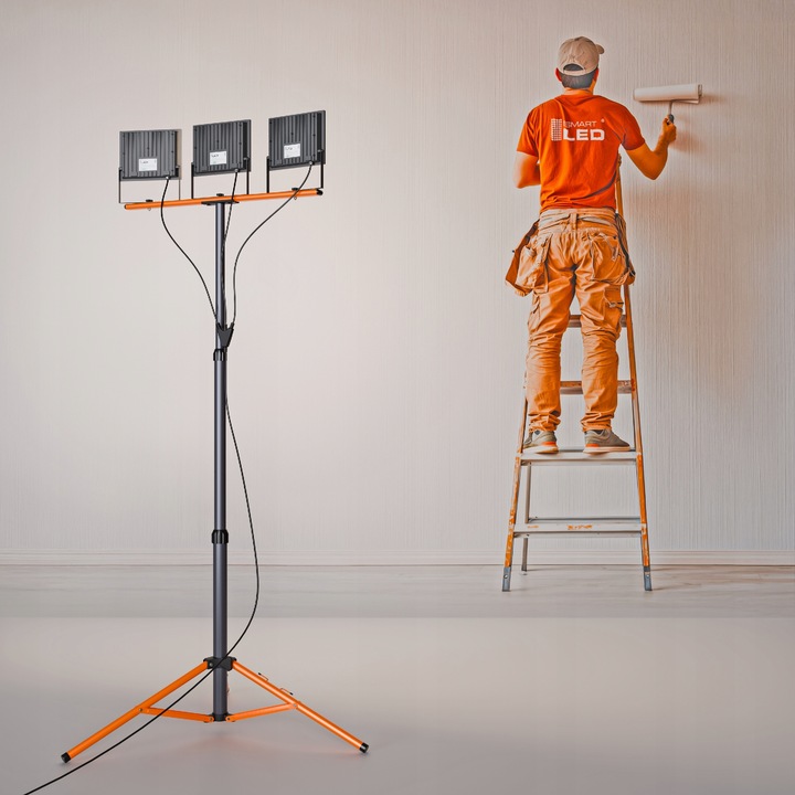 Halogen LED Statyw Budowlany Naświetlacz 3x 100W 33000lm Lampa Na