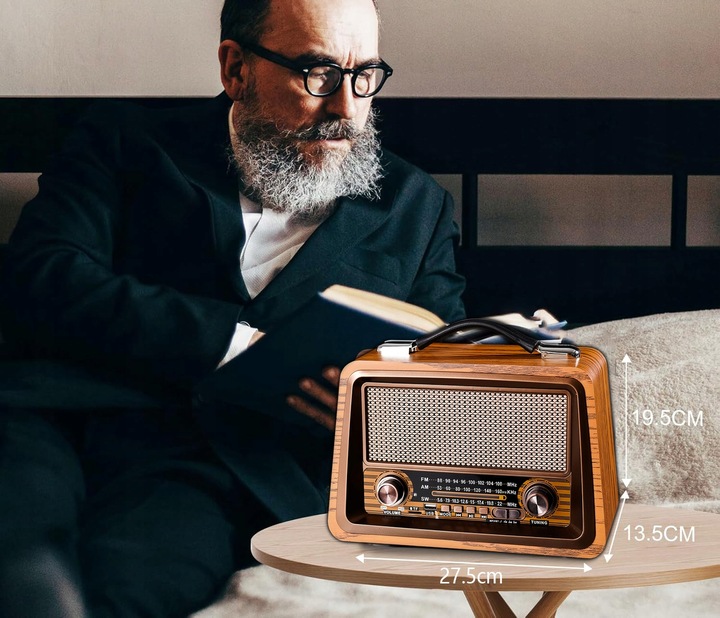 RETRO RADIO SIECIOWO BATRYJNE PRZENOŚNE BLUETOOTH AKUMULATOROWE FM AM