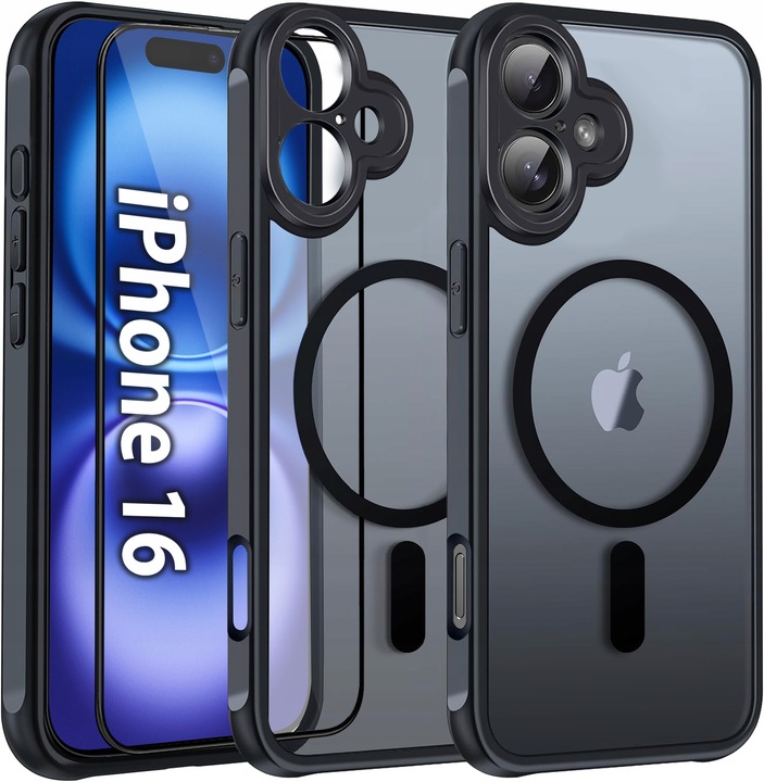 Etui do iPhone 16 do MagSafe MATT CASE WZMACNIANE 360° Szkło 5D PREMIUM