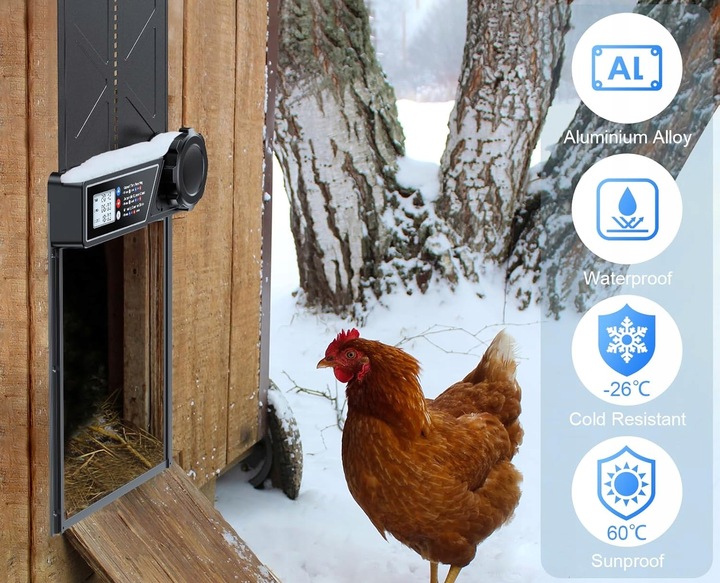 Automatyczne Drzwi Do Kurnika Z Timerem Blokada Przytrzaśnięcia Wodoodporne