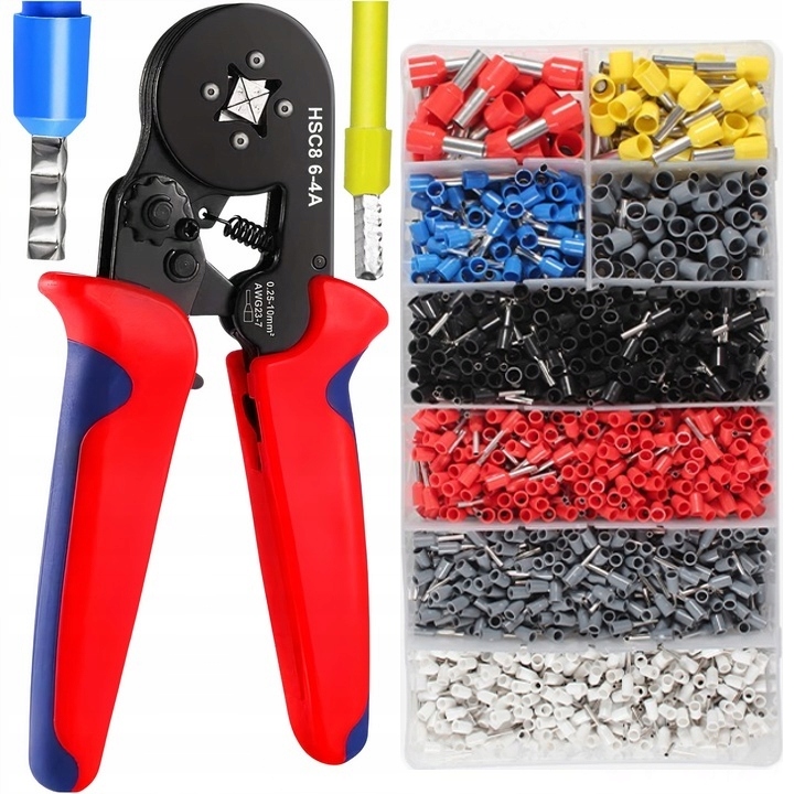 ZACISKARKA PRASKA DO KONEKTORÓW KABLI PRZEWODÓW 1800 SZT TULEJEK