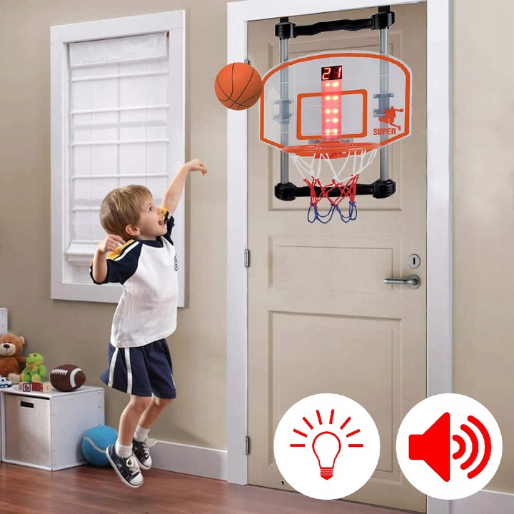 Koszykówka dla dzieci INTERAKTYWNA TABLICA LICZNIK DŹWIĘK ŚWIATŁA kosz gry